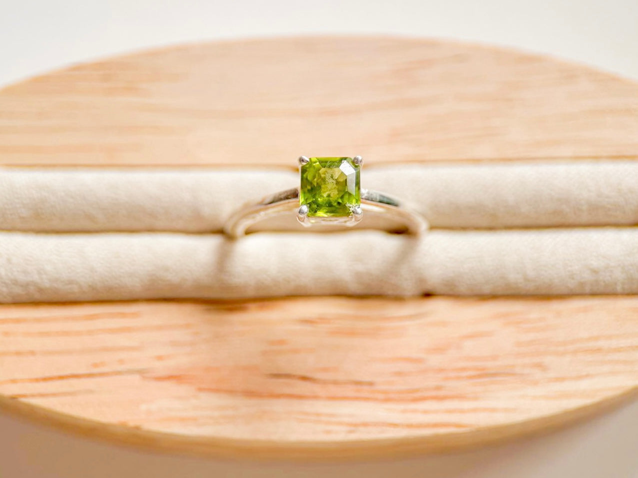 Princess Cut Sterling Ring || Peridot