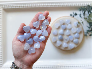 Puffy Blue Chalcedony Mini Hearts