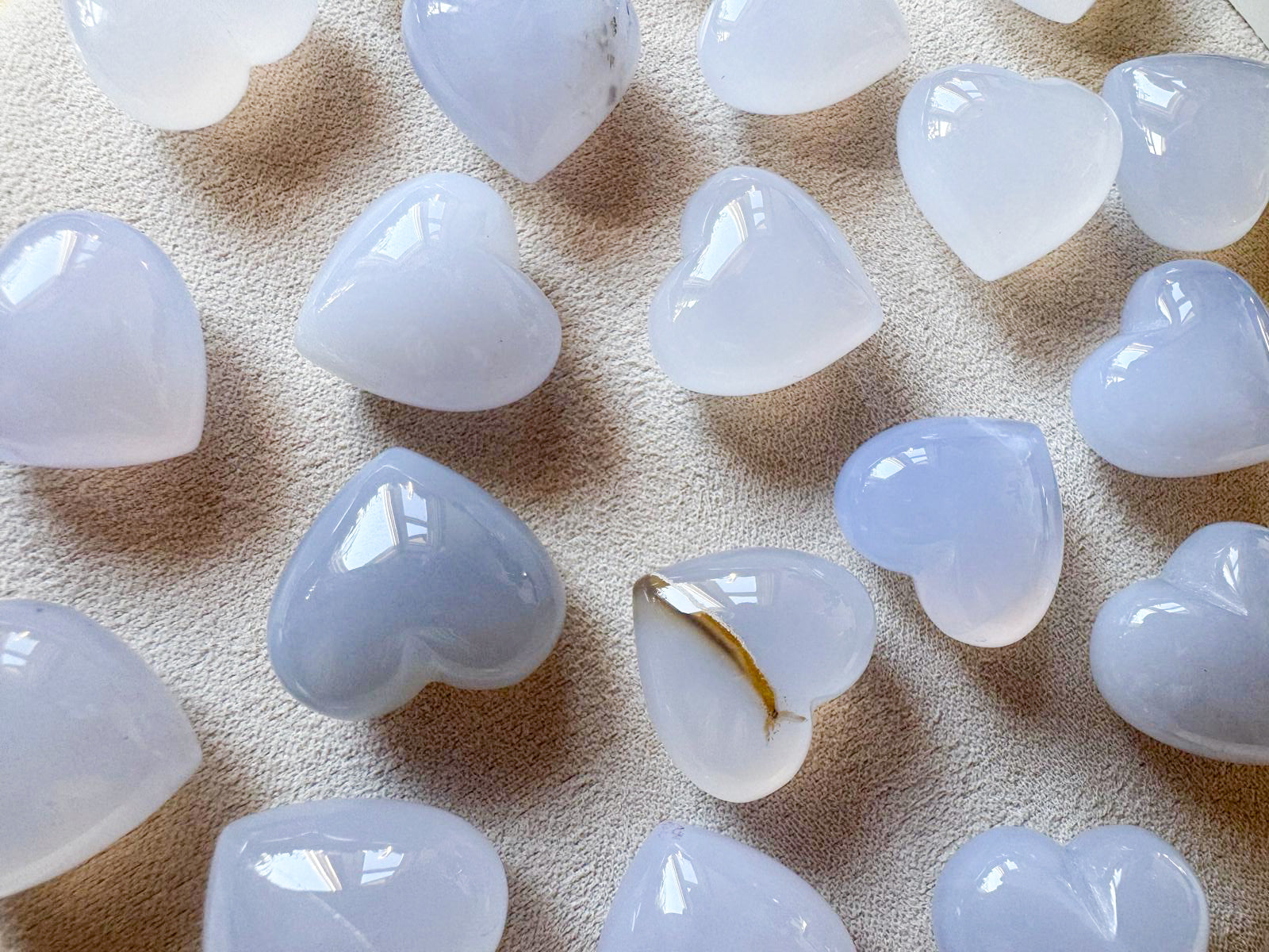 Puffy Blue Chalcedony Mini Hearts