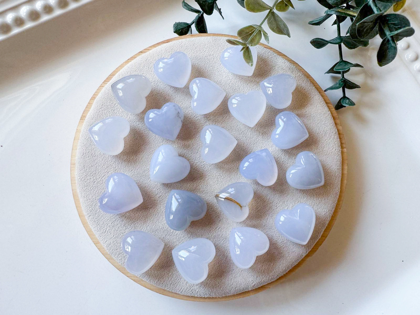 Puffy Blue Chalcedony Mini Hearts