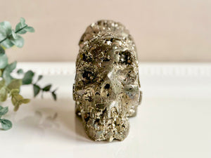Pyrite Skull with Headdress Carving || Peru