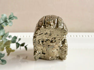 Pyrite Skull with Headdress Carving || Peru