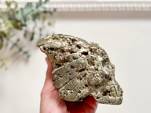 Pyrite Skull with Headdress Carving || Peru