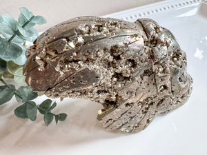 Pyrite Skull with Headdress Carving || Peru