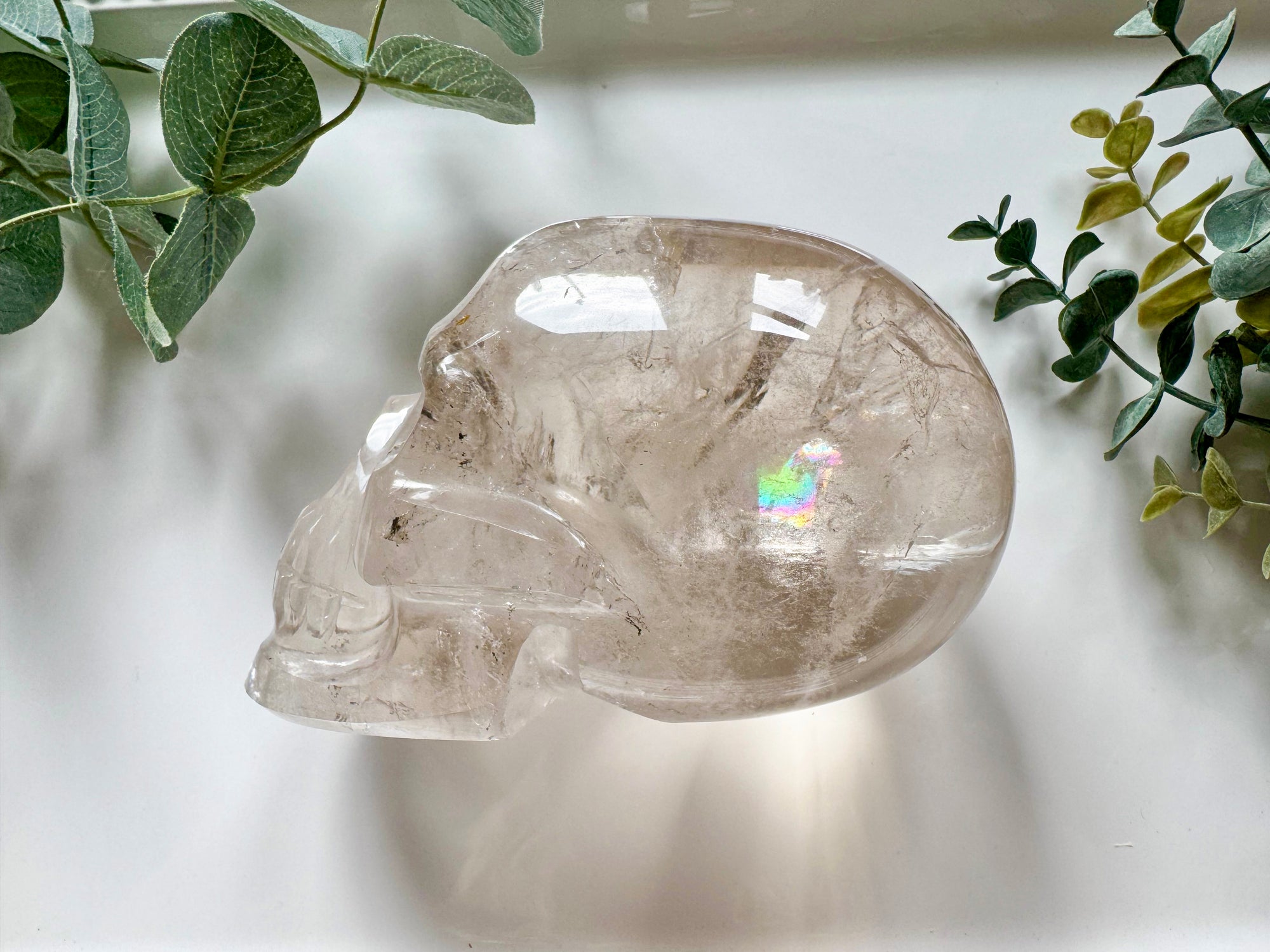 Quartz Skull with Inclusions & Rainbows || Brazil