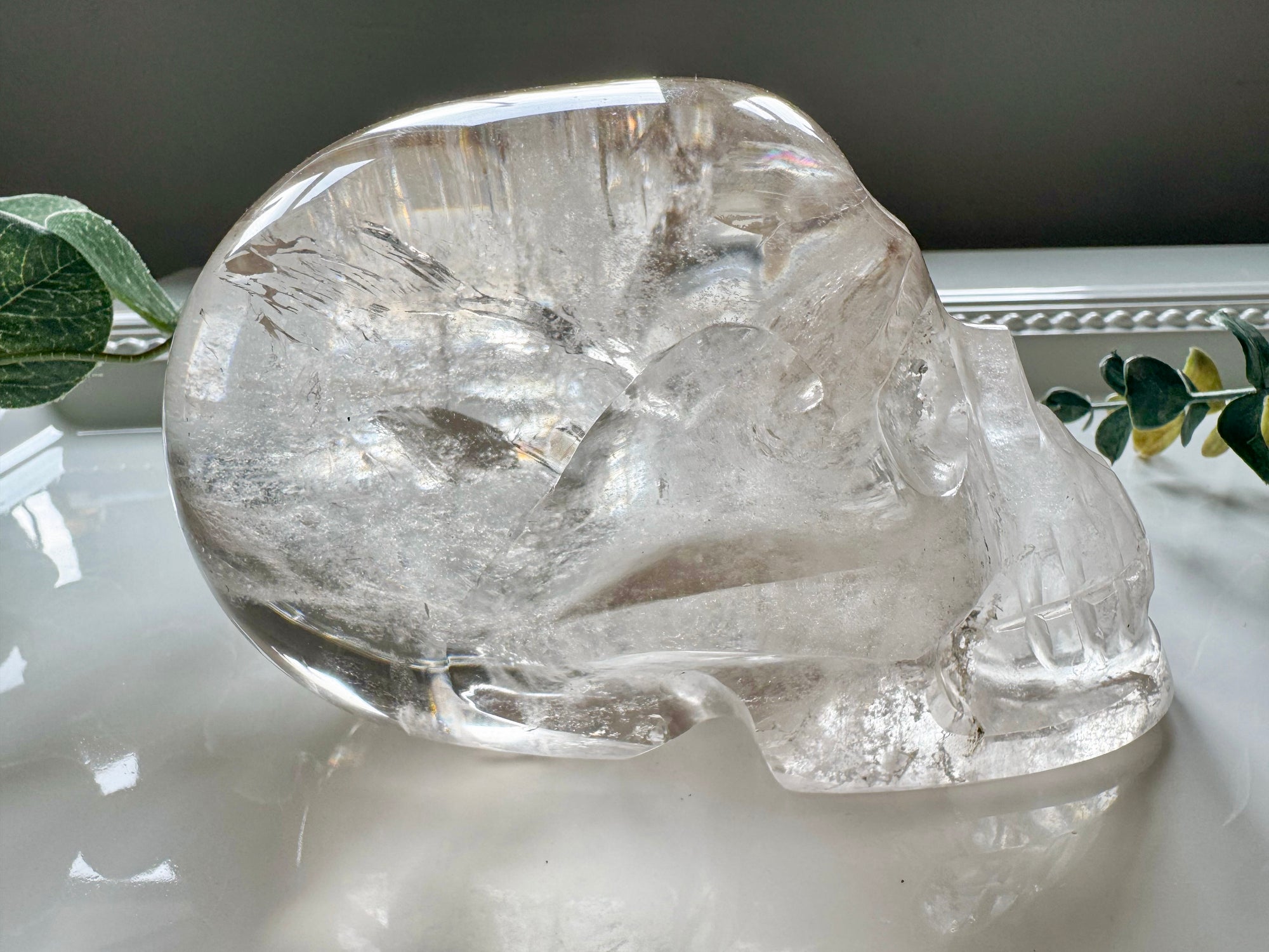 Quartz Skull with Inclusions & Rainbows || Brazil