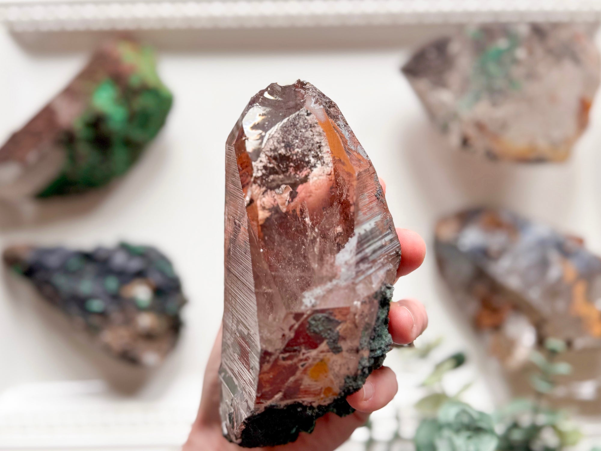 Quartz with Hematite, Iron, or Malachite Inclusions || Morocco