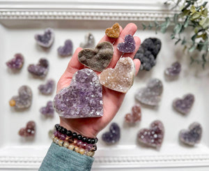 Rainbow Amethyst Geode Heart