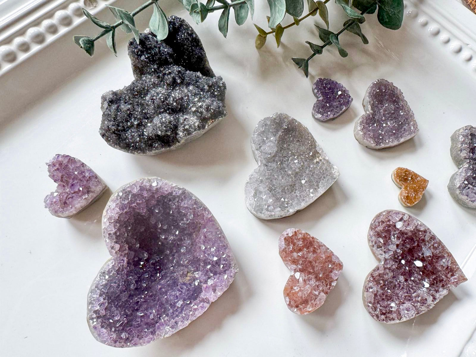 Rainbow Amethyst Geode Heart