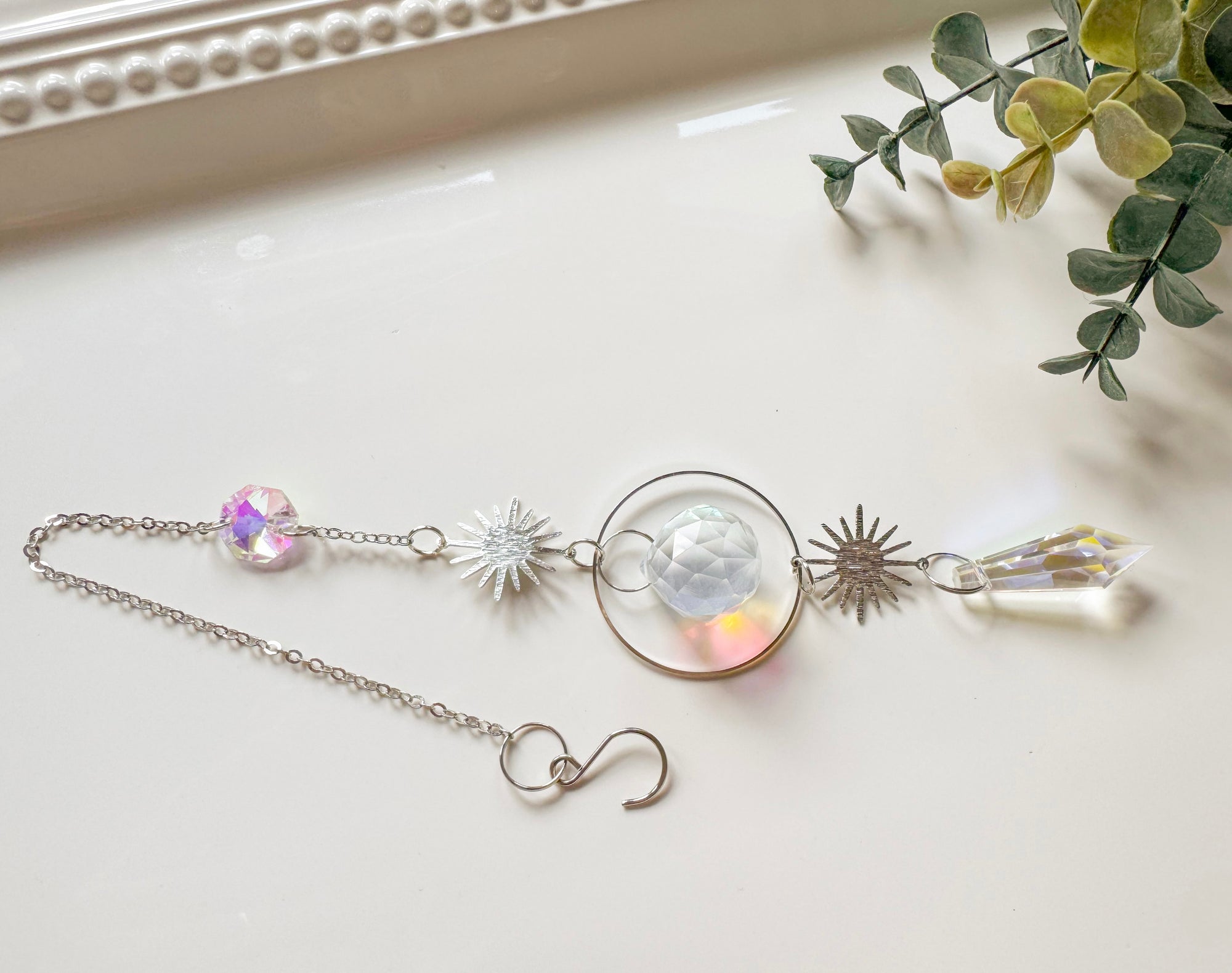 Rainbow Catcher Window Hanger || Silver Hoop
