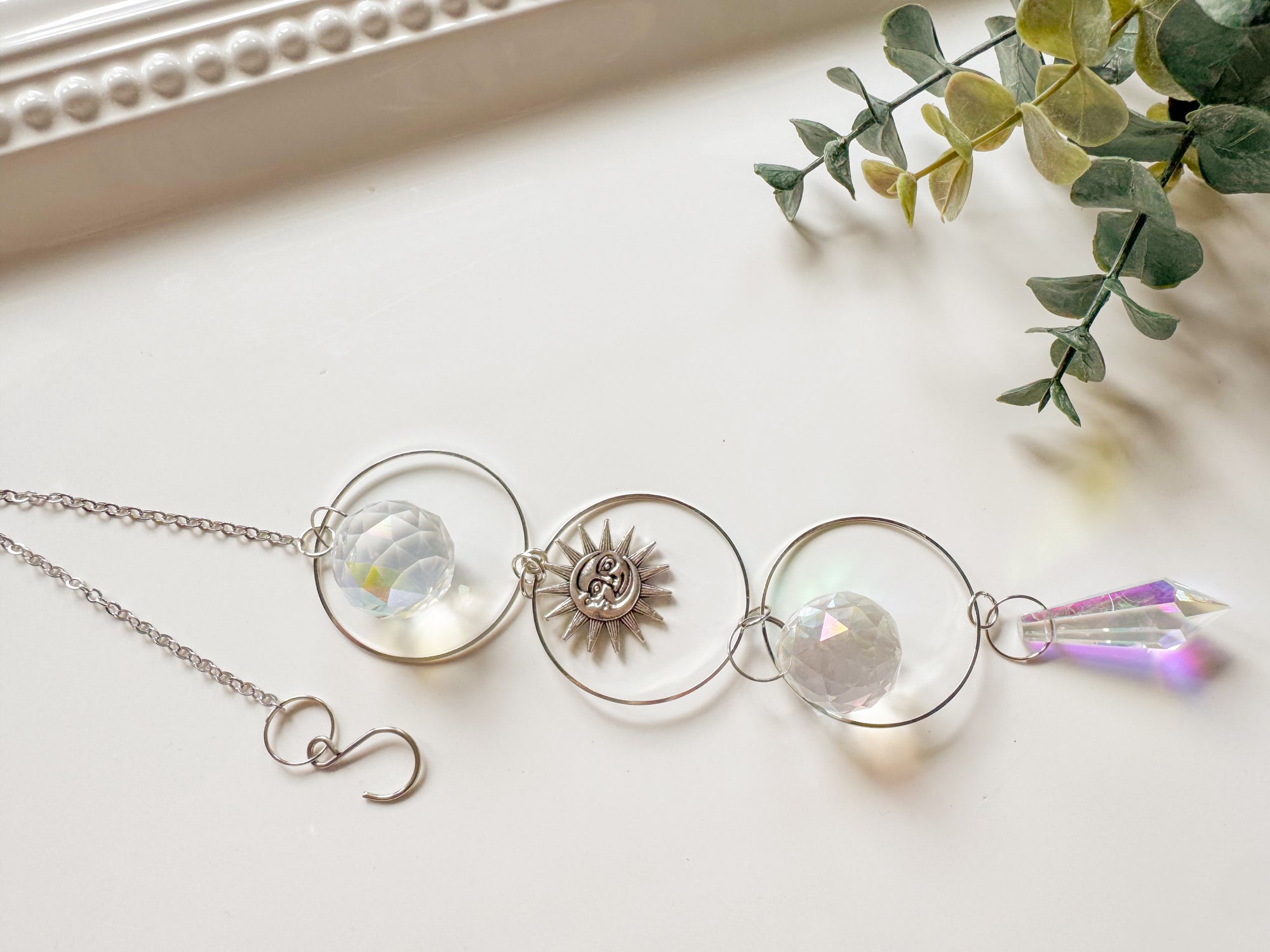 Rainbow Catcher Window Hanger || Silver Hoop

