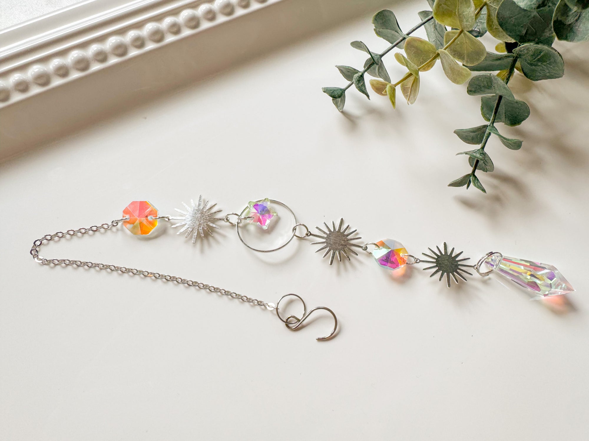 Rainbow Catcher Window Hanger || Silver Hoop
