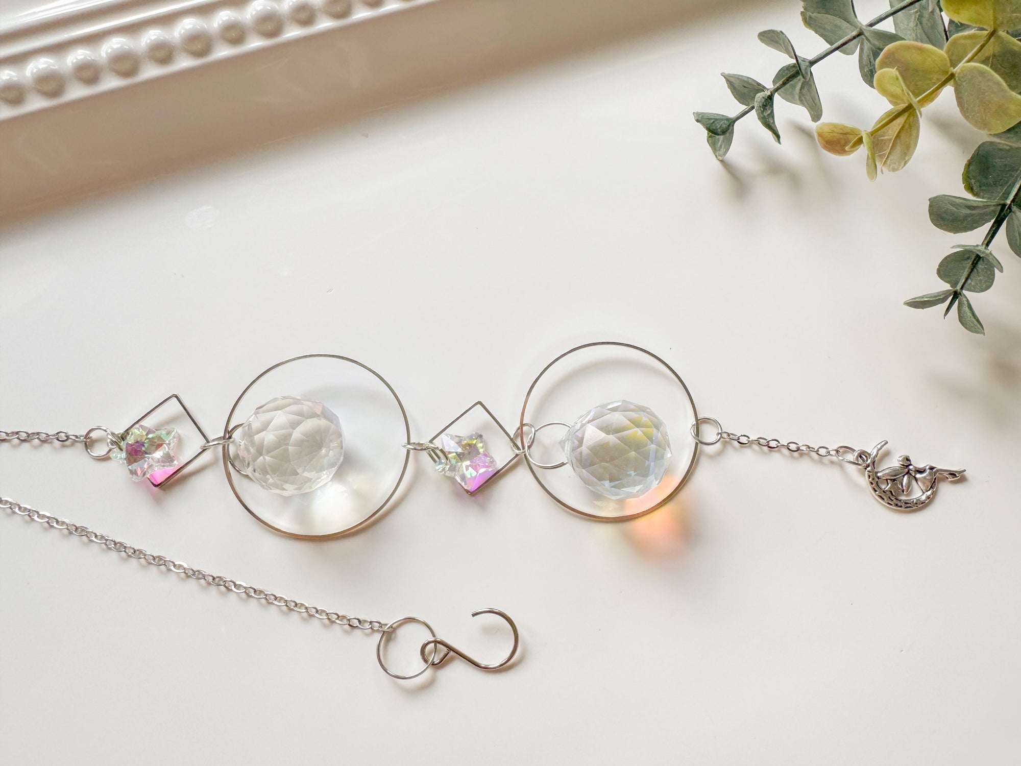 Rainbow Catcher Window Hanger || Silver Hoop
