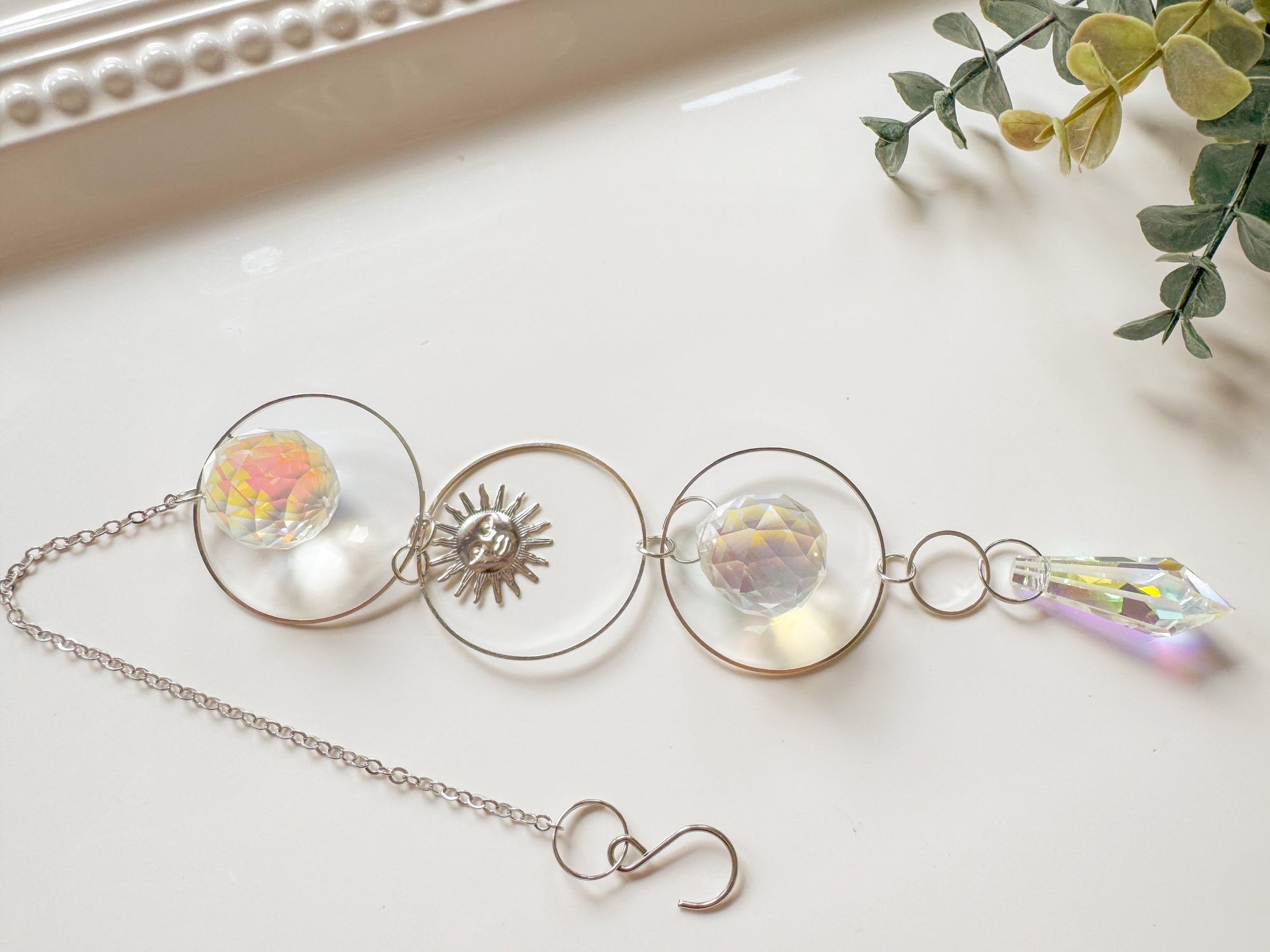 Rainbow Catcher Window Hanger || Silver Hoop

