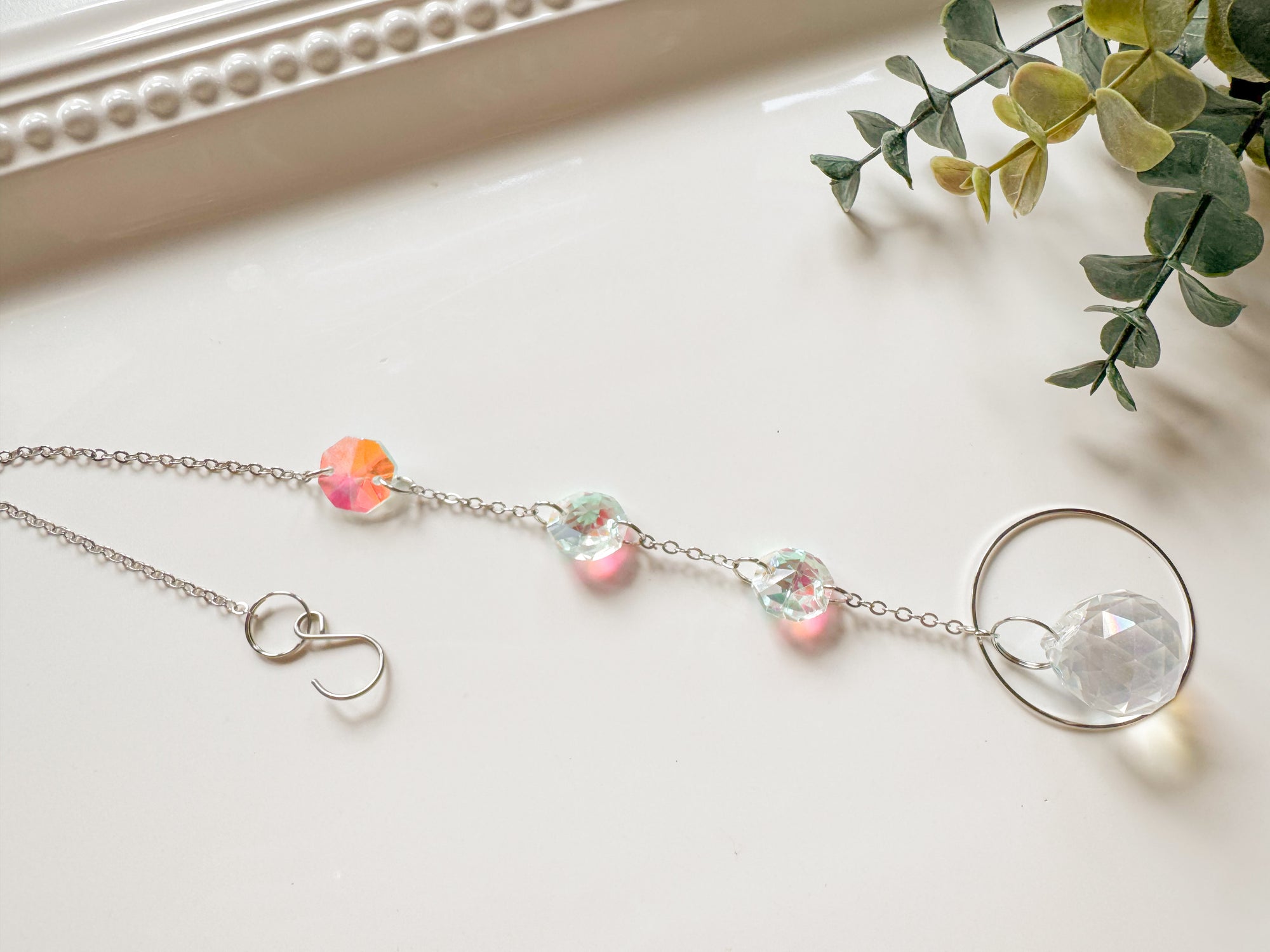 Rainbow Catcher Window Hanger || Silver Hoop
