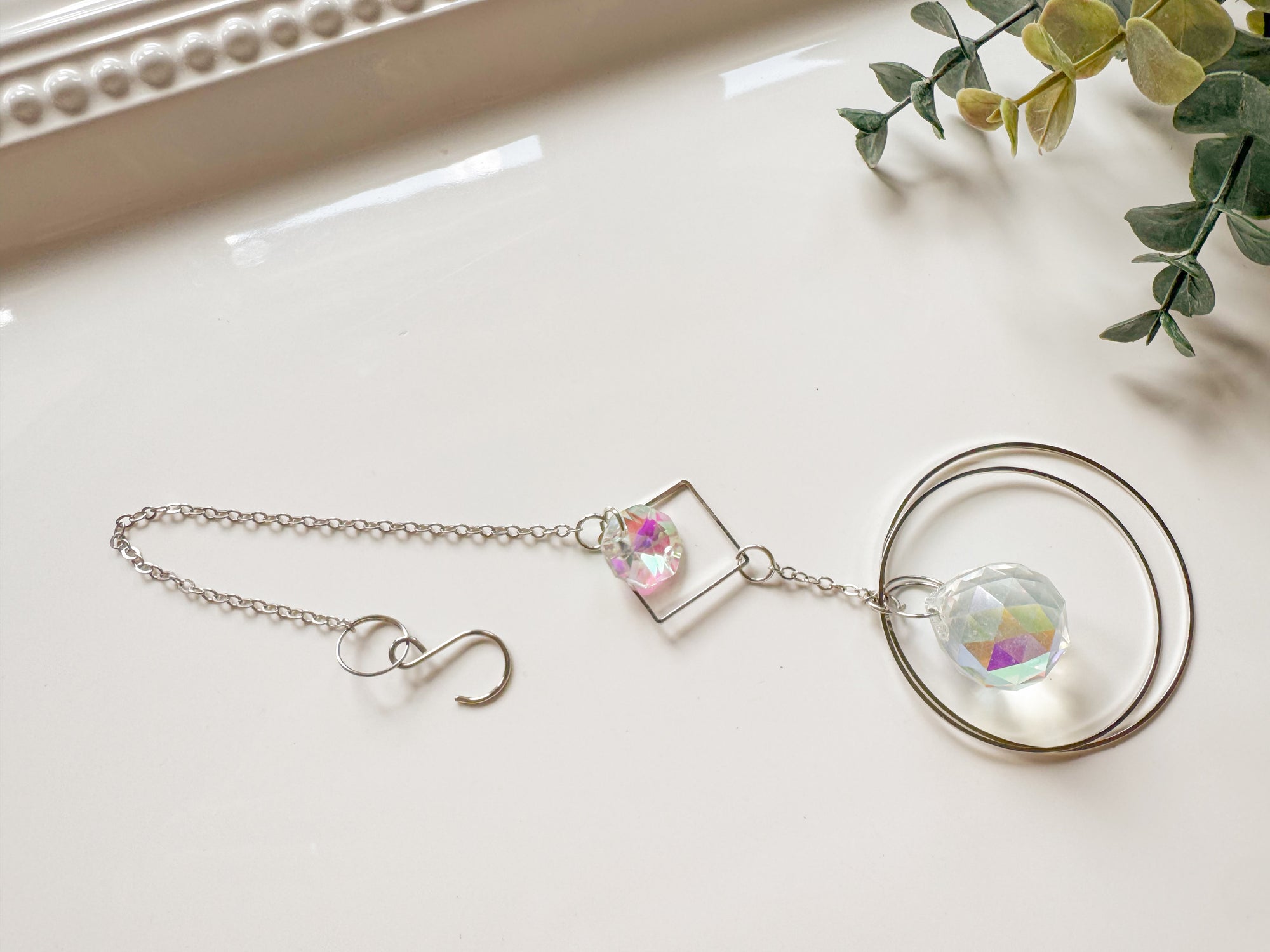 Rainbow Catcher Window Hanger || Silver Hoop
