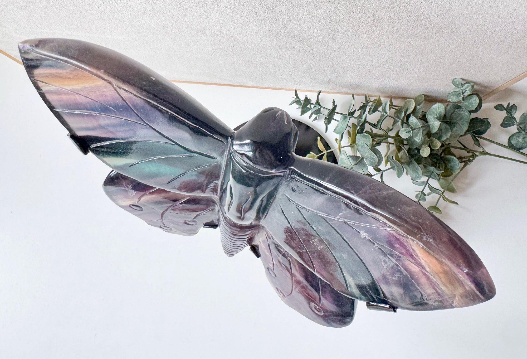Rainbow Fluorite Butterfly with Custom Metal Stand