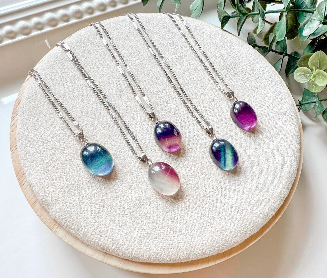 Rainbow Fluorite Oval Necklace
