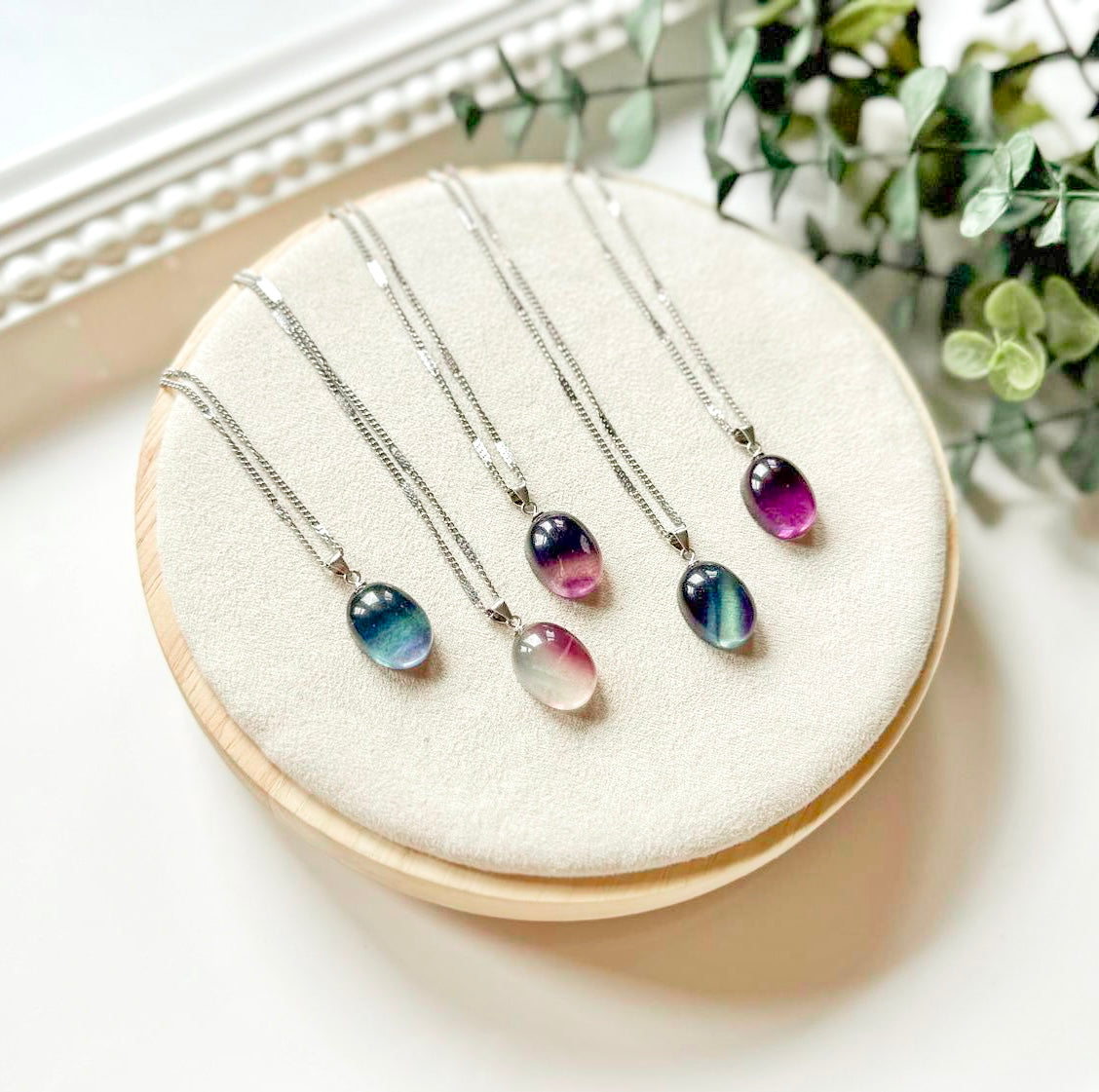 Rainbow Fluorite Oval Necklace