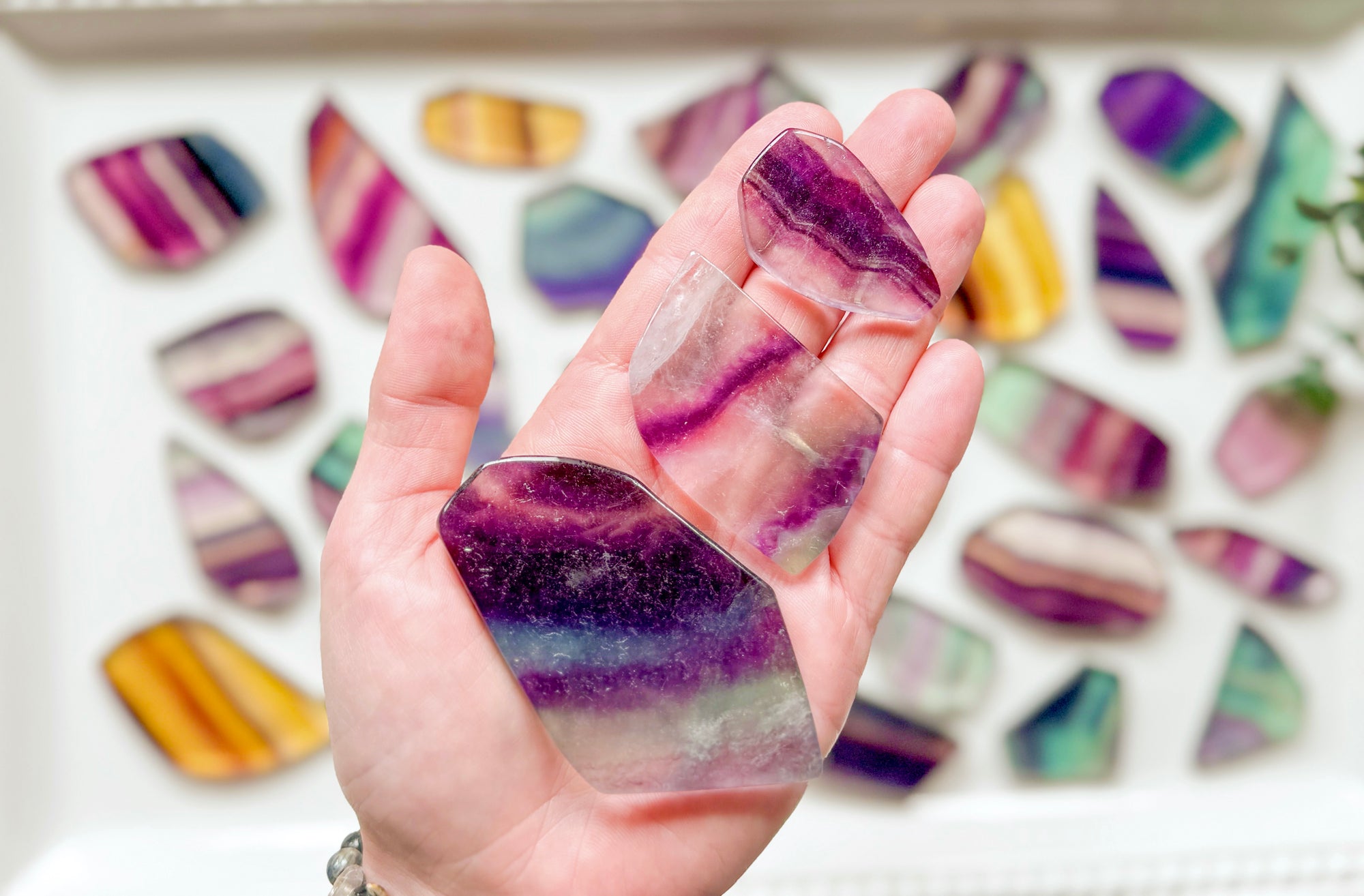 Rainbow Fluorite Polished Flat Pieces