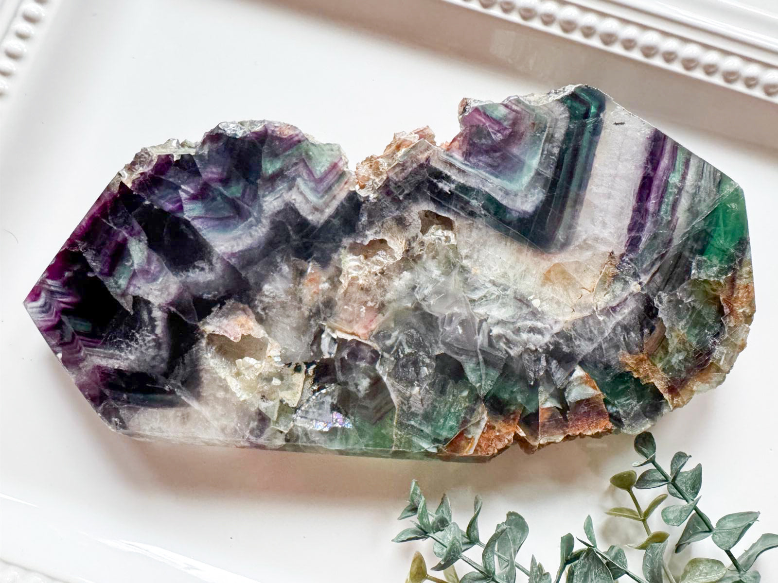 Rainbow Fluorite Slab Point