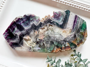 Rainbow Fluorite Slab Point