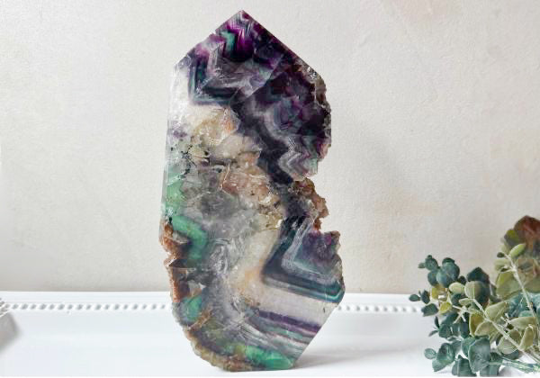 Rainbow Fluorite Slab Point