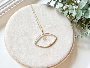 Raw Crystal Evil Necklace || Gold