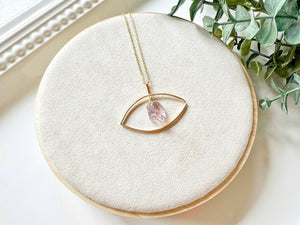 Raw Crystal Evil Necklace || Gold