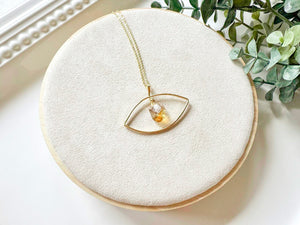 Raw Crystal Evil Necklace || Gold