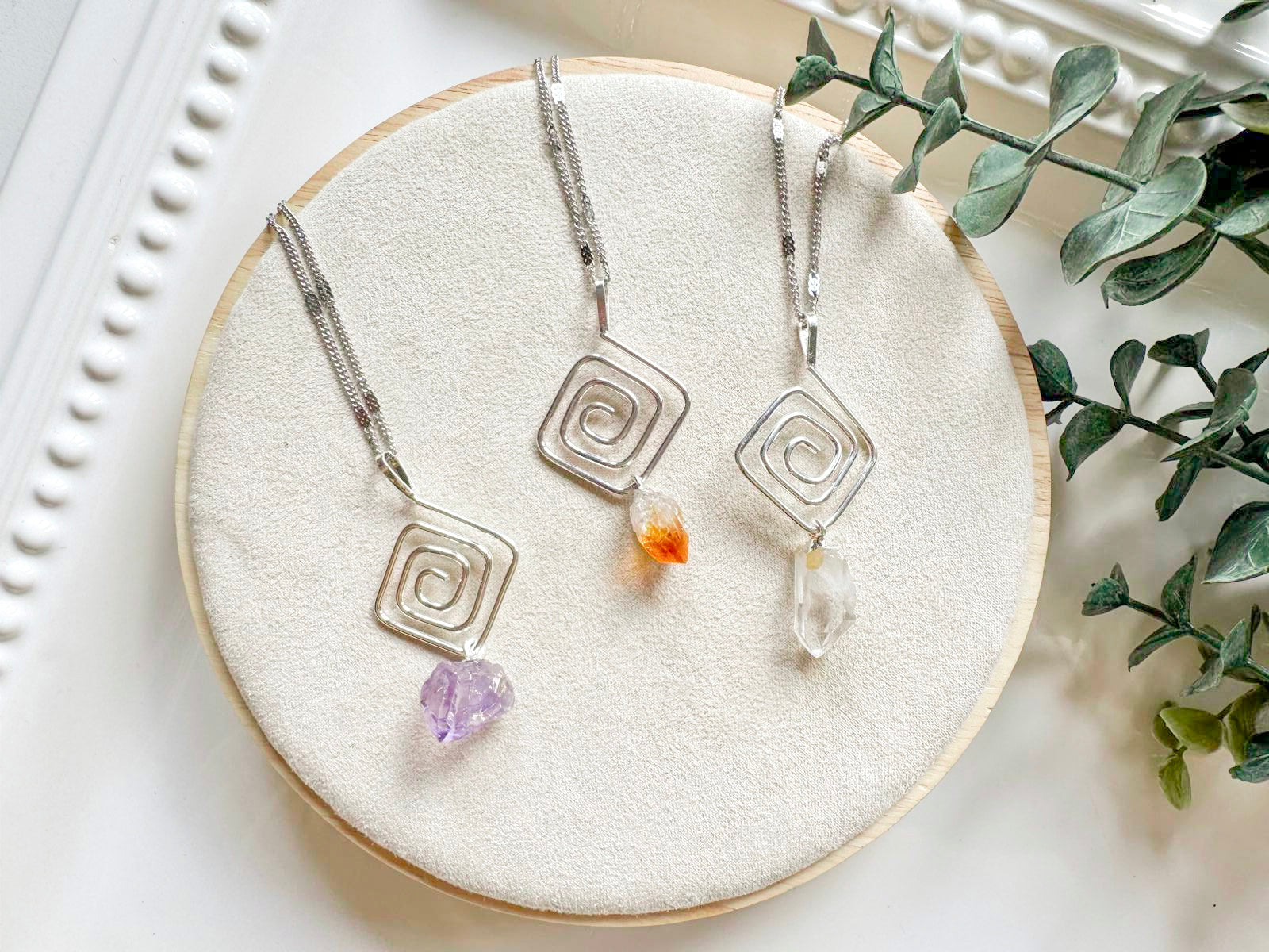 Raw Crystal Swirl Necklace