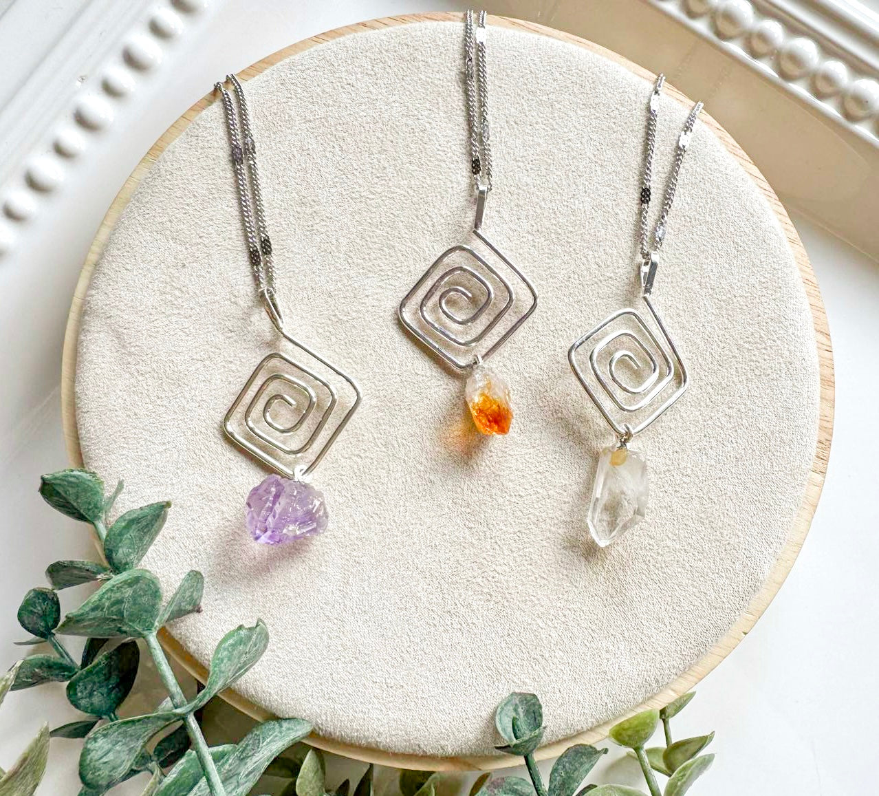 Raw Crystal Swirl Necklace