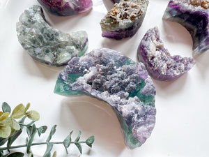 Raw Fluorite Crescent Moon