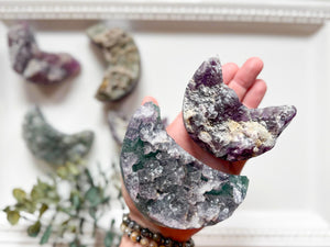 Raw Fluorite Crescent Moon
