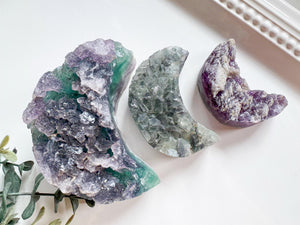 Raw Fluorite Crescent Moon