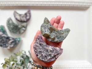 Raw Fluorite Crescent Moon