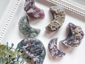 Raw Fluorite Crescent Moon