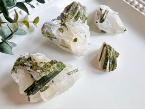 Raw Green Tourmaline in Quartz || Brazil
