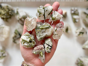 Raw Green Tourmaline in Quartz || Brazil