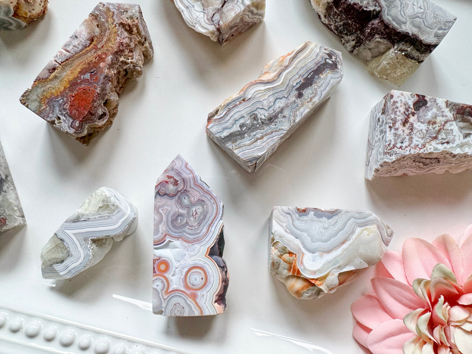 Raw & Polished Mexican Crazy Lace Agate Tower
