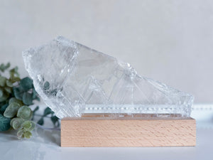 Raw Selenite Plate on Light Stand || White Light $44