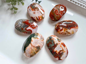 Red Moss Agate Palm Stone