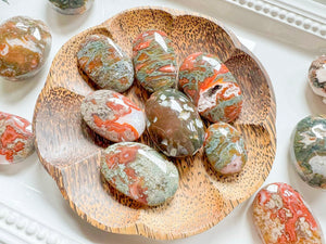 Red Moss Agate Palm Stone