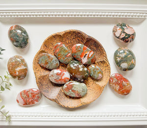 Red Moss Agate Palm Stone