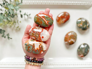 Red Moss Agate Palm Stone