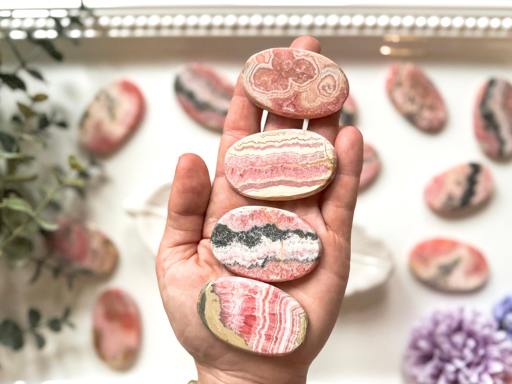 Rhodochrosite Flat Palm Stone || Argentina
