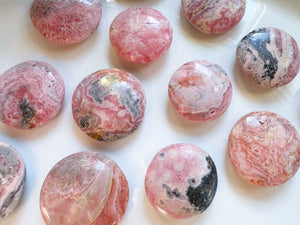 Rhodochrosite UFO Round Palm Stone || Argentina