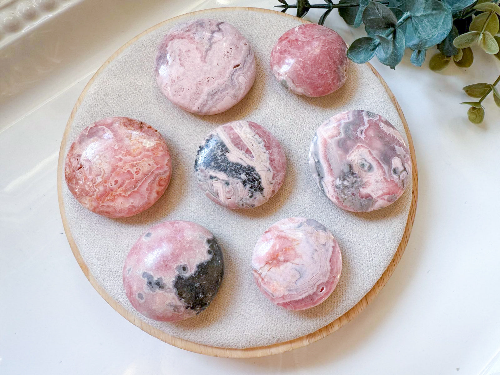 Rhodochrosite UFO Round Palm Stone || Argentina