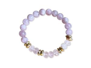 Rose Quartz Beaded Bracelet with Gold Accents || Reiki Infused