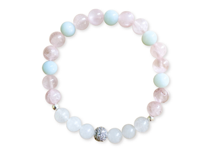 Rose Quartz, Aventurine, Milky Quartz & Pave Crystal Bracelet || Reiki Infused